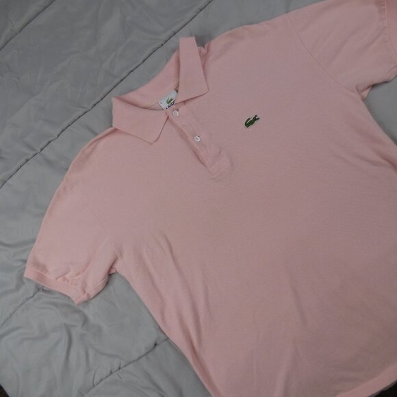 Lacoste Polo Shirt Large Size 6 Pink Green Crocodile Outdoors Tennis Mens - Picture 4 of 7